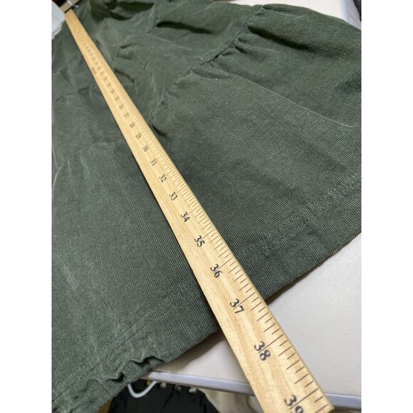 Lucky Brand Green Corduroy Tiered Long Sleeve Dress Women's Size Medium Solid - Picture 6 of 16